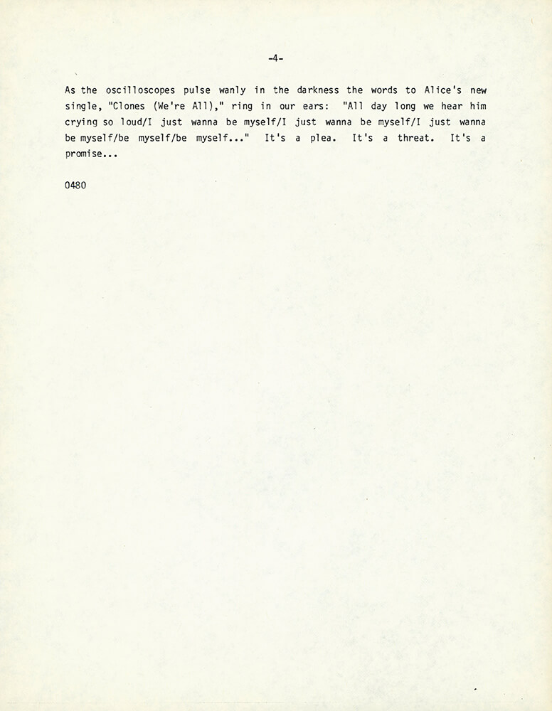 Flush The Fashion Press Release (1980)