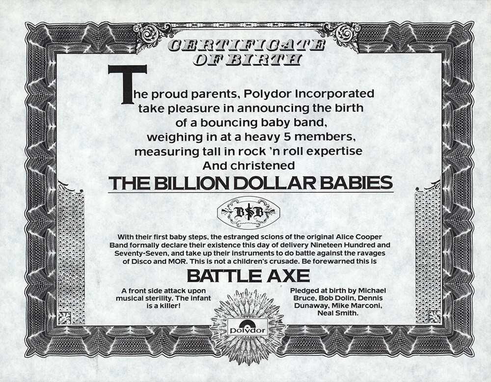 Billion Dollar Babies Birth Certificate (1977)